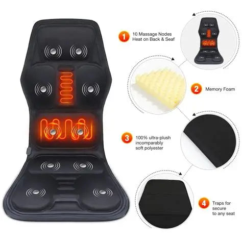 Electric Back Massager Infrared Full-Body Massage Chair Cushion Heating Vibrator